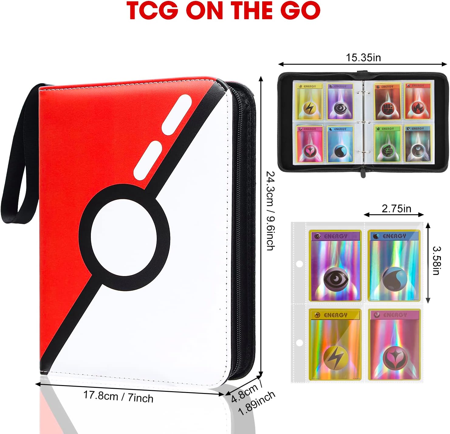 JoyHood Card Binder for TCG Cards, Trading Card Holder with Sleeves, Game Collection Card Album Fits PTCG, Sports Card, Holds 400 cards, Gifts for Boys/Girls (Silver Ball) - Image 6